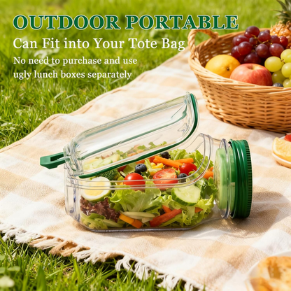 Portable Salad Jar with Side Opening & Dressing Cup