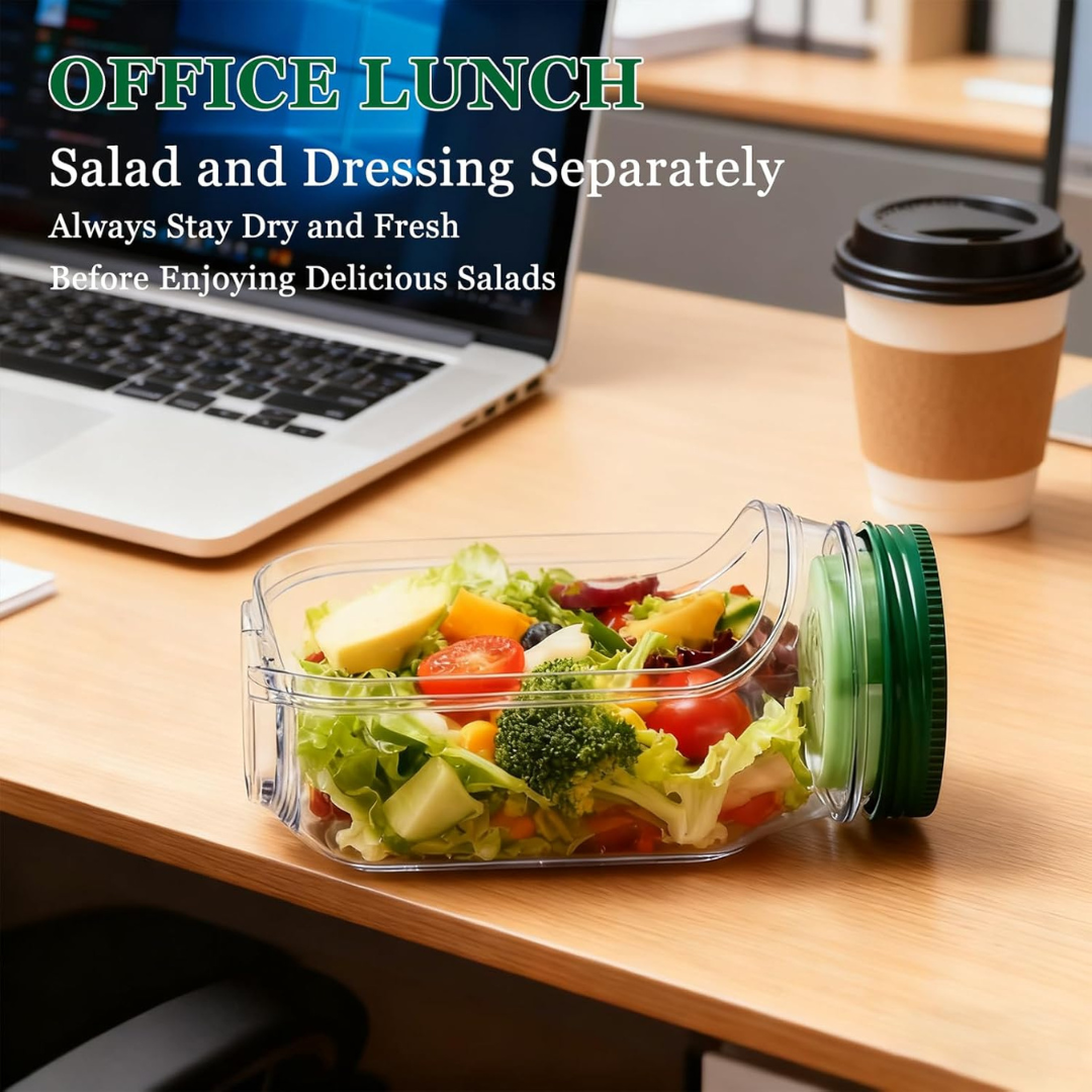 Portable Salad Jar with Side Opening & Dressing Cup